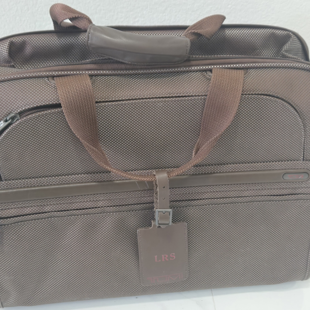 Tumi Brown Leather Briefcase With Multiple Compar… - image 1
